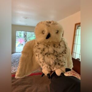 Snowy Owl hand puppet and finger puppet by Folkmanis puppets.